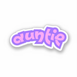 Tante | Roze Paarse Tante Bubble Letters Sticker