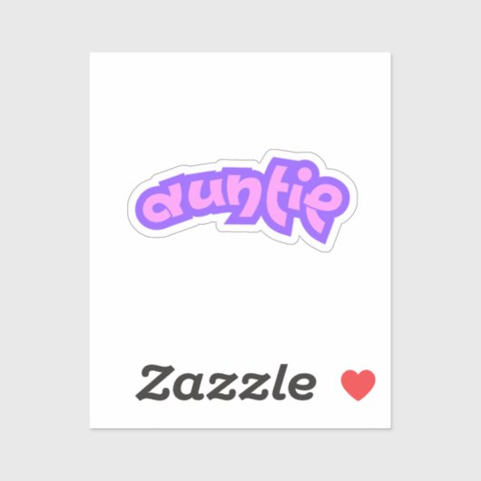 tante | Roze Paarse Tante Bubble Letters Sticker (Vel)