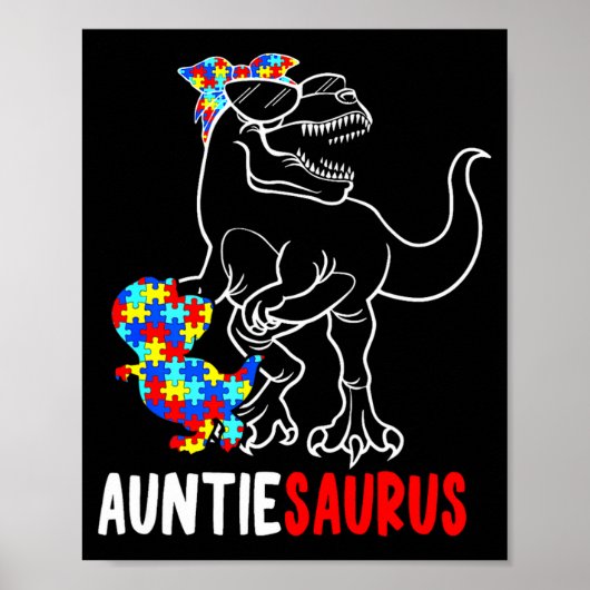 Tante-saurus T Rex Dinosaur Autisme Bewustzijn Tan Poster (Voorkant)