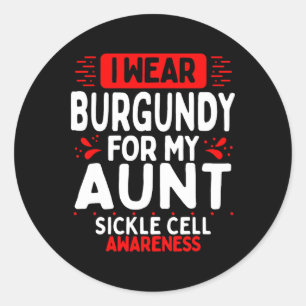 Tante Sickle Cell Awareness Family Bourgondië Lint Ronde Sticker