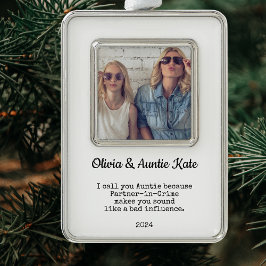 Tante / tante aangepaste foto kerstcadeau verzilverd omlijst ornament