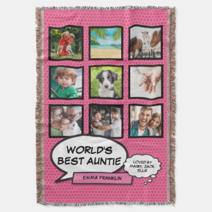 Tante Tante Comic Boek Fun Roze Foto Collage  Deken