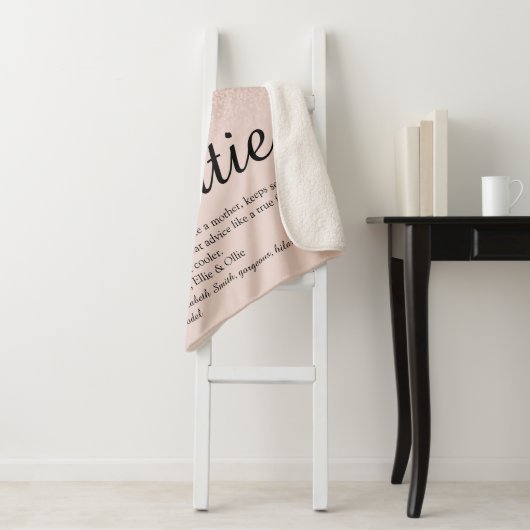 Tante Tante Definitie Script Roze Goud Glitters Sherpa Deken (In situ)