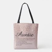 Tante Tante Definitie Script Roze Goud Glitters Tote Bag (Achterkant)