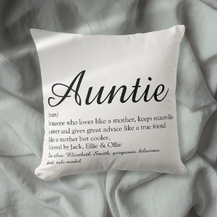 Tante Tante Definitie Zwart en Wit Chic Script Kussen