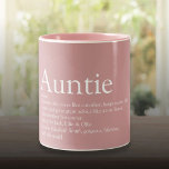 Tante tante Definition Dusty Roos Roze Tweekleurige Koffiemok<br><div class="desc">Pas je tante of tante aan om een unieke gave te creëer. Een perfecte manier om haar te shows hoe geweldig ze elke dag is. Ontworpen door: Thisnotme©</div>