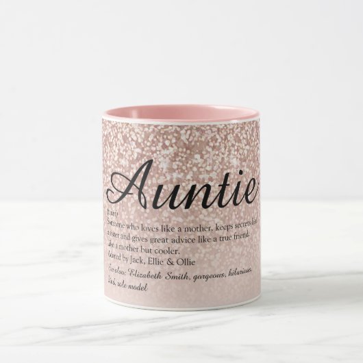 Tante tante Definition Girly Roos Gold Glitter Mok (Midden)