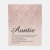 Tante tante Definition Script Roos Gold Glitter Fleece Deken (Voorkant)