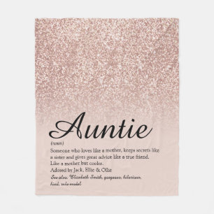Tante tante Definition Script Roos Gold Glitter Fleece Deken