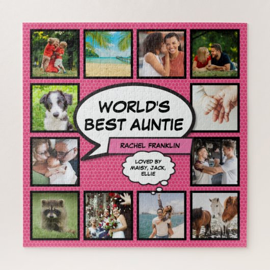 Tante tante Fun Pink Foto Collage Comic Book Legpuzzel (Verticaal)