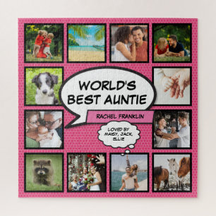 Tante Tante Fun Roze Fotocollage Stripboek Legpuzzel