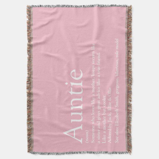 Tante tante Girly Pink Modern Fun Cool Deken (Voorkant Verticaal)