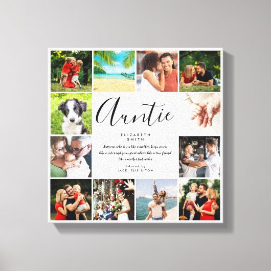 Tante Tante Quote Script 12 Fotocollage Canvas Afdruk (Voorkant)