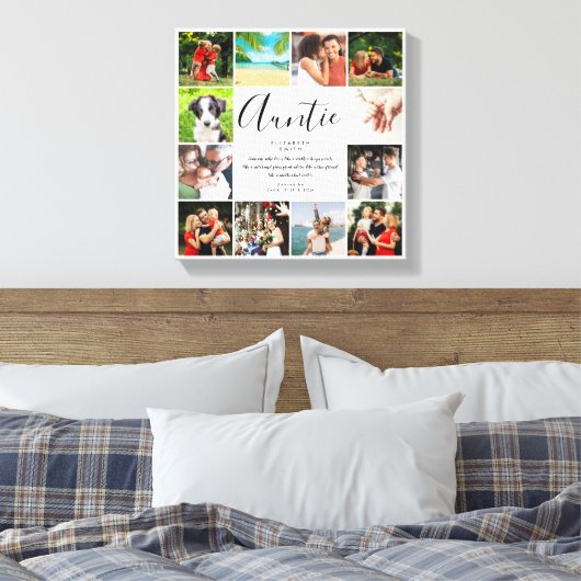 Tante tante Quote Script 12 Photo Collage Canvas Afdruk (Insitu (Slaapkamer))