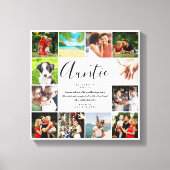 Tante tante Quote Script 12 Photo Collage Canvas Afdruk (Voorkant)