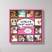 Tante Tante Roze Modern Cool Fun Fotocollage Canvas Afdruk (Voorkant)