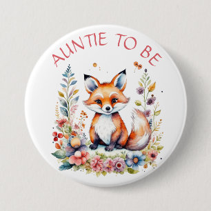 Tante te worden   Baby Fox and Flowers Baby shower Ronde Button 7,6 Cm