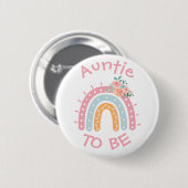 Tante te zijn Baby shower Button Roze Regenboog (Voorkant /achterkant)