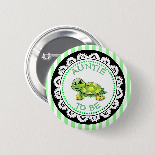 Tante te zijn Baby shower Button Turtle thema (Voorkant /achterkant)