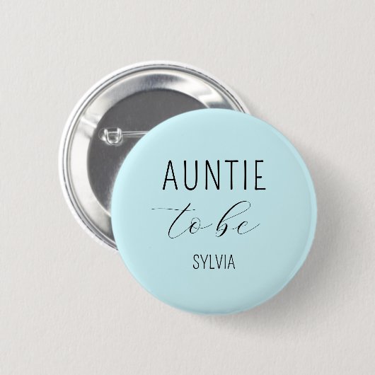 Tante te zijn blauw Baby shower Button (Voorkant /achterkant)