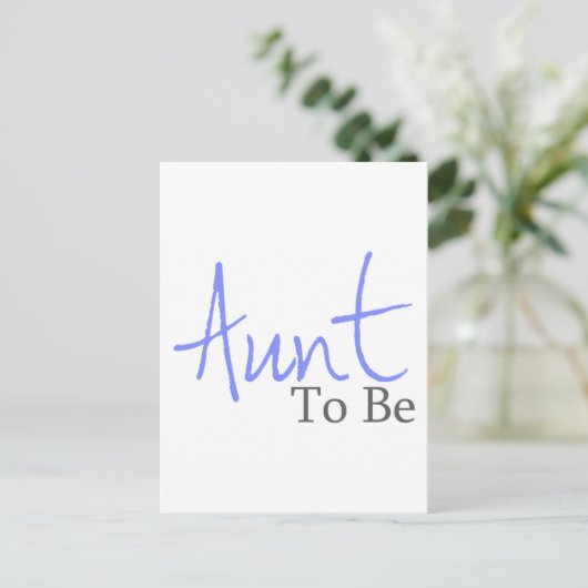 Tante te zijn (blauw script) briefkaart (Staand voorkant)