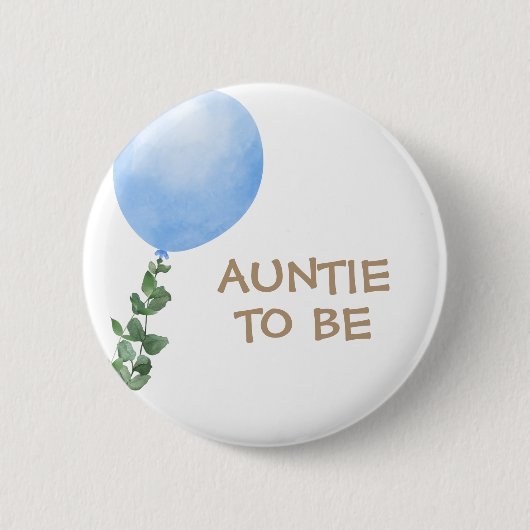 Tante te zijn Blue Balloon Baby shower Button (Voorkant)