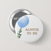 Tante te zijn Blue Balloon Baby shower Button (Voorkant /achterkant)