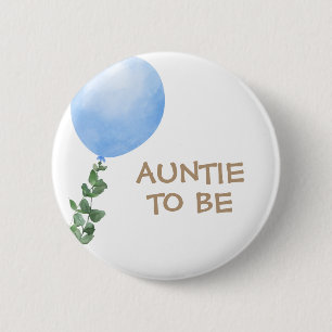 Tante te zijn Blue Balloon Baby shower Button