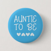 Tante te zijn Blue Hearts Baby shower Button (Voorkant)