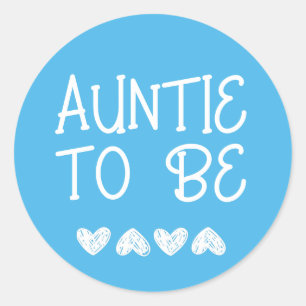 Tante te zijn Blue Hearts Baby shower Button Ronde Sticker