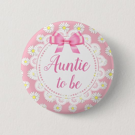 Tante te zijn Pink Daisies Baby shower Button (Voorkant)
