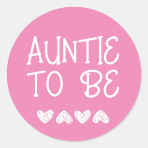 Tante te zijn Pink Hearts Baby shower Button Ronde Sticker