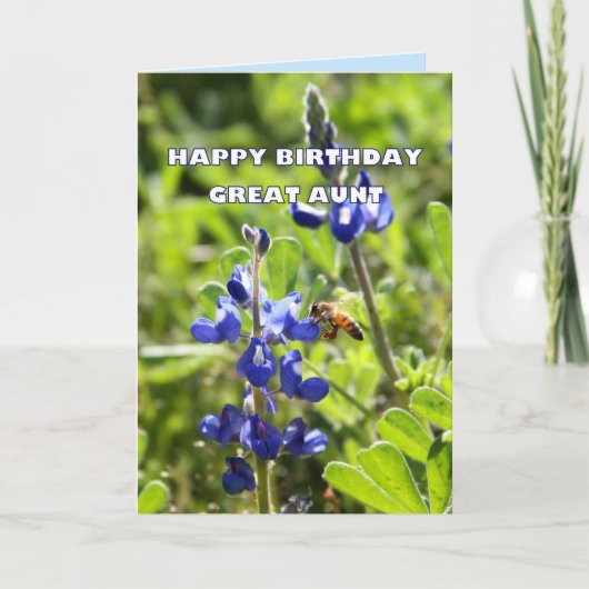 Tante Texas Bluebonnet Happy Birthday Kaart (Voorkant)