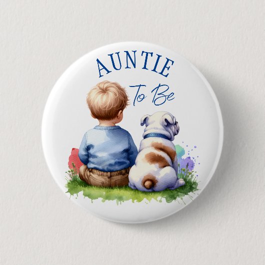 Tante To Be | Baby en Bulldog Baby shower Ronde Button 5,7 Cm (Voorkant)