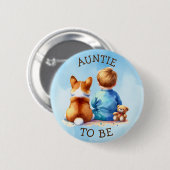 Tante To Be | Baby shower van de jongen Ronde Button 5,7 Cm (Voorkant /achterkant)