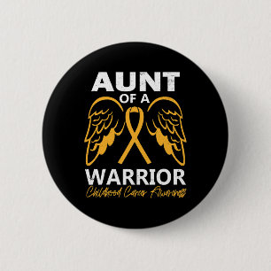 Tante van A Warrior Kindertijd Kanker Awareness An Ronde Button 5,7 Cm