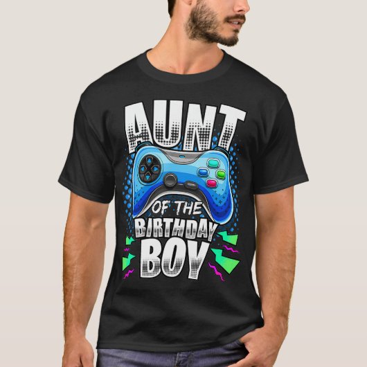 tante van de Birthday Boy Matching Video Game Birt T-shirt (Voorkant)