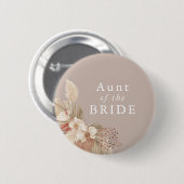 Tante van de Bride Boho Pampas Grass Neutrals Ronde Button 5,7 Cm (Voorkant /achterkant)