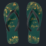 Tante van de bruid Emerald Green & Gold Wedding Teenslippers<br><div class="desc">Deze prachtige tante van de Bride smarald green en goudbladerblad teenslippers zijn voorzien van een gouden foliagepatroon en moderne typografie op een tijdloze donkergroene achtergrond. Het is een mooi cadeau voor je bruidfeestje. Uitzicht het collectie op deze pagina om overeenkomende objecten te vinden. ♥ deze met je gegevens aanpassen. Als...</div>