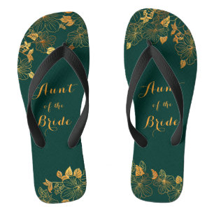 Tante van de bruid Emerald Green & Gold Wedding Teenslippers