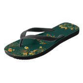 Tante van de bruid Emerald Green & Gold Wedding Teenslippers (Schuin)