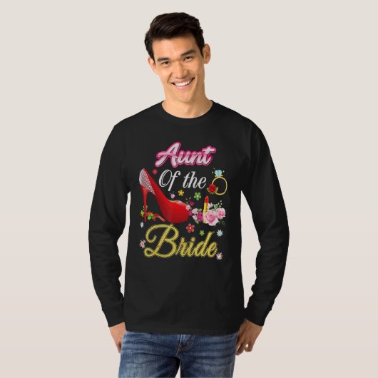 tante van de bruid Happy Wedding Flower Pink Shoe  T-shirt (Voorkant volledig)