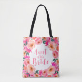 Tante van de bruid Roze Waterverf Bloemen bruiloft Tote Bag (Voorkant)