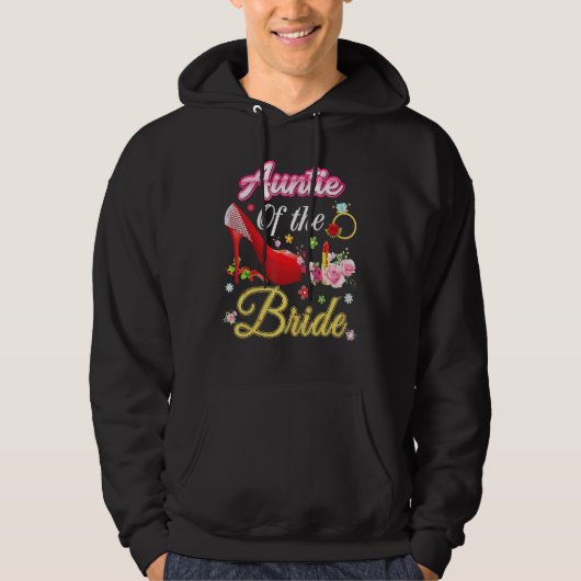 tante van de bruidebruine bruiloft roze hoefijzer hoodie (Voorkant)
