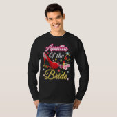 tante van de bruidebruine bruiloft roze hoefijzer t-shirt (Voorkant volledig)