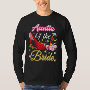 tante van de bruidebruine bruiloft roze hoefijzer t-shirt