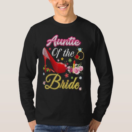 tante van de bruidebruine bruiloft roze hoefijzer t-shirt (Voorkant)