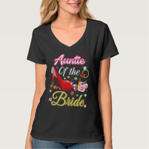 tante van de bruidebruine bruiloft roze hoefijzer t-shirt