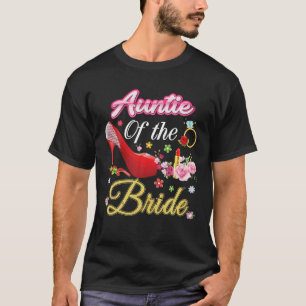 tante van de bruidebruine bruiloft roze hoefijzer t-shirt
