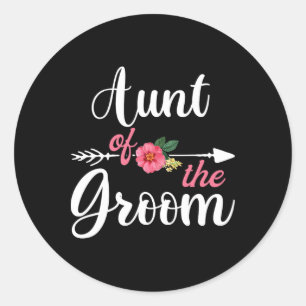 Tante van de bruidegom shirts voor vrouwen ronde sticker